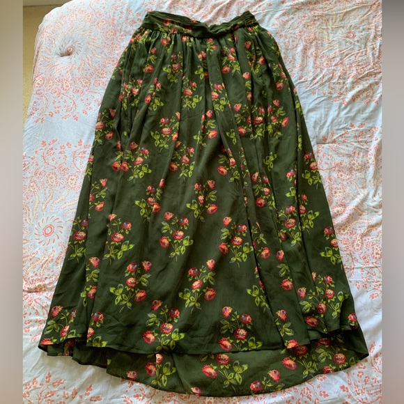 J. Crew Skirts J Crew Green Floral Maxi Skirt Chiffon Lined Poshmark